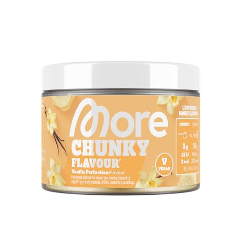 MORE Chunky Flavour, Vanilla Perfection, 150 g, vegan, Geschmackspulver zum Süßen, ohne viel Zucker und Kalorien, mit Inulin und Laktase - made in Germany