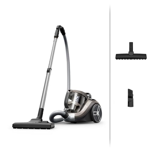 Rowenta Compact Power XXL Parkett beutelloser Bodenstaubsauger, 900 Watt, 3-stufiges Filtersystem, XXL Fassungsvermögen, 8,80 m Reinigungsradius, inkl. 2-in-1 Fugendüse, chrom, RO4B30