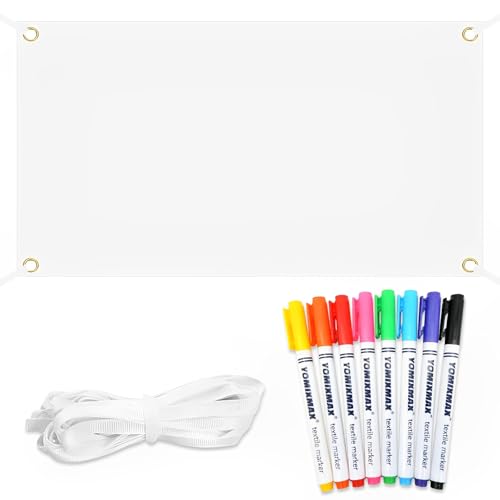 ElevaPulse Banner Selbst Gestalten Set, Banner 150cm*100cm Mit 6m Hängendem Seil Und 8 Textilstifte, Banner Personalisiert, Für DIY Painting, Weihnachten, Halloween, Ostern, Geburtstag Deko Usw