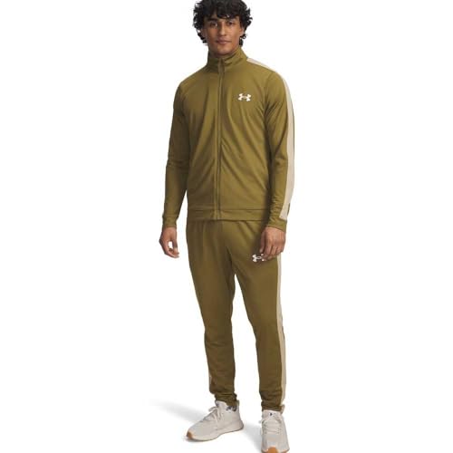 Under Armour Herren Rival Knit Track Suit, zweiteiliger Jogginganzug mit Hose und Sweatjacke, schnelltrocknender Trainingsanzug aus weichem Stricktrikot,Canteen Green/Field Khaki/Field Khaki,XL