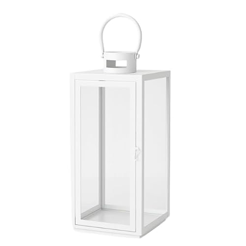 Laterne 9,5 x 10,5 x 28cm Gartenlaterne Metall Windlicht Laternen Deko Kerzenhalter Kerzenleuchter Kerzenständerr für Innen Außen Outdoor Indoor Wohnzimmer Garten Balkon Gartenbeleuchtung Weiß