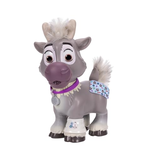 Disney Die Eiskönigin Pflegeset Sven mit Zubehör von Jakks Pacific, 22 cm groß, inkl. Reisetasche, 20+ Reaktionen, für Kinder ab 3 Jahren, Batterien enthalten, offiziell Lizenziertes Spielzeug