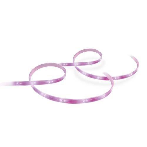Philips Hue White & Color Ambiance Lightstrip Plus Basis-Set V4 (2m + 1m), dimmbarer LED Streifen für das Hue Lichtsystem mit 16 Mio. Farben, smarte Lichtsteuerung über Sprache oder App