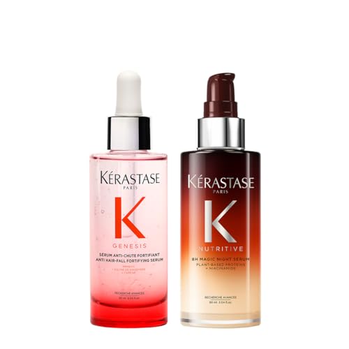 Kérastase Pflegeset mit Genesis Sérum Anti-Chute Fortifiant gegen Haarverlust und Haarbruch (90 ml) und Nutritive 8H Magic Night Serum (90 ml) für mehr Glanz und Geschmeidigkeit