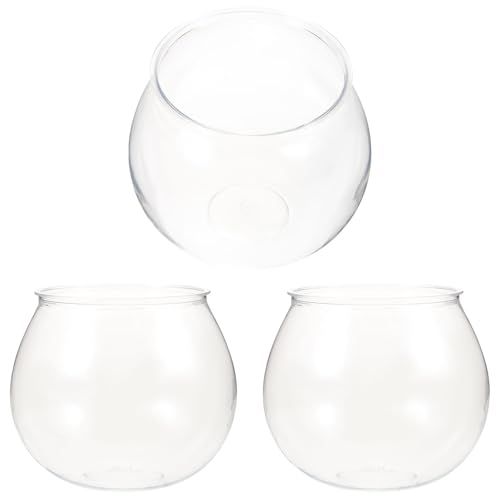 Hohopeti 3 Stück Teiliges Transparentes Desktop-Aquarium aus Robustem Kunststoff Anti-fallender Runder Fischtank Vielseitige Deko für Büro Zuhause Garten Langlebiger Stilvoller