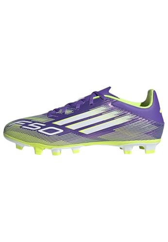 Adidas Unisex F50 Club Firm Ground/Multi Ground Football Boots, Purple Rush/Cloud White/Lucid Lemon, 43 1/3 EU