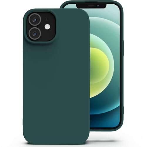 Zuvirelx Silikon Handyhülle für iPhone 12/12 Pro Hülle, Weiches Griff, Dünne, Minimalistisch, Stoßfest, rutschfest, Taschenpassend - Tiefgrün