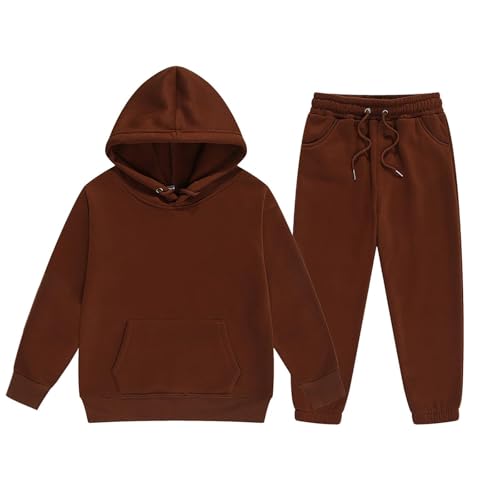 2025 Trainingsanzug für Kinder Jungen Mädchen Einfarbig Jogginganzug Mit Langarm Kapuzenpullover Jogging Hosen Sportanzug Kinderkleidung Set Unisex 2 Piece Freizeitanzug Sportkleidung 2-13 Jahre