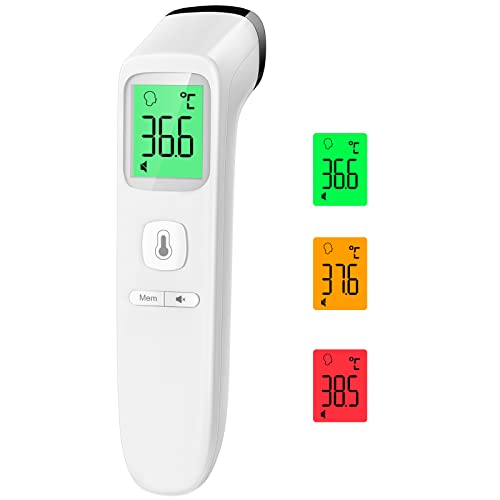 Viproud Fieberthermometer für Babys Kinder Erwachsene, Kontaktloses Stirnthermometer, Digitales Infrarot Thermometer mit sofortigen genauen Messwerten, Fieberalarm, LCD-Anzeige und 35 Speicherabruf