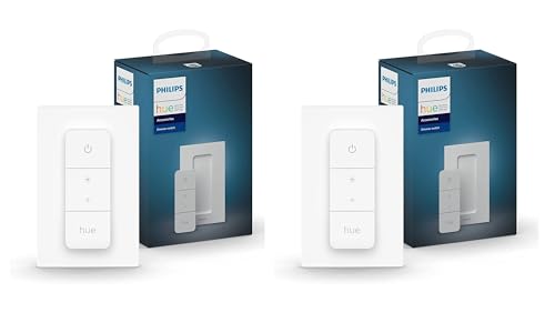 Philips Hue – 2er-Pack Dimmer Switch Weiß (EU/UK) smarter Dimmer zur Steuerung von Leuchten und Lichtszenen, kabelloser Lichtschalter ohne Installation, weiß