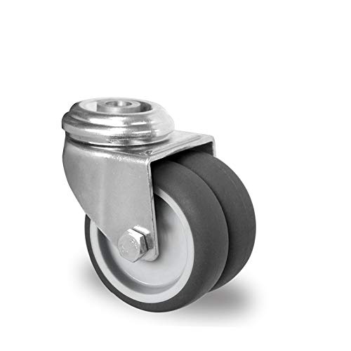 Apparate-Doppelrolle 75mm Rückenloch Gummi 100kg Rolle