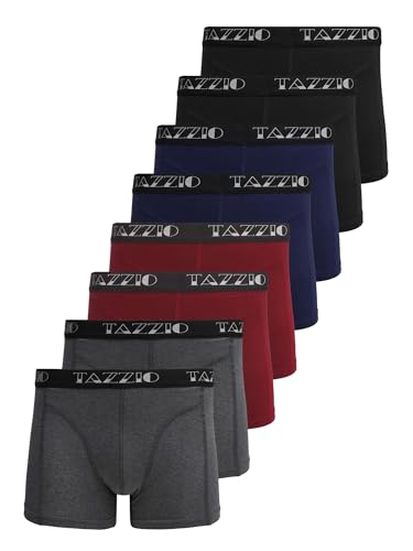 Tazzio Herren Boxershorts BS1000 – 8er Pack Basic Unterhosen Baumwolle – Bequeme Retroshorts mit Komfortbund | Atmungsaktive Männer Unterwäsche in Mix – Größe XL