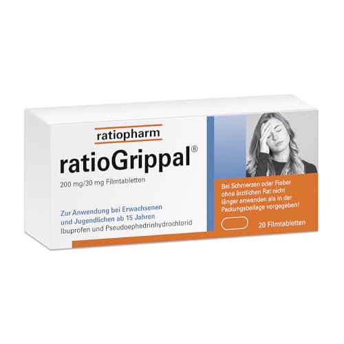 ratioGrippal 200 mg/30 mg Filmtabletten: Das Multitalent gegen Schnupfen in Verbindung mit Schmerzen und/oder Fieber - Filmtabletten mit 5-fach Wirkung, 20 Stück