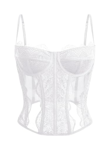 Dealmore Damen Bustier Korsett, Weiss/opulenter Garten, Small