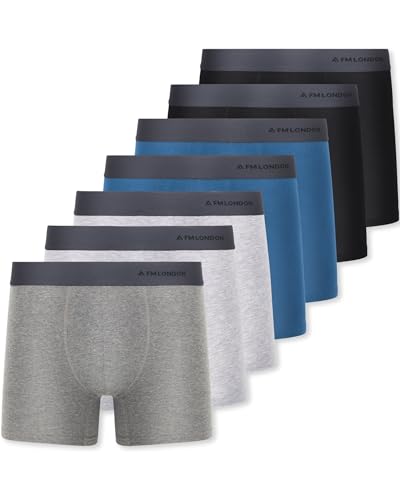 FM London 7er-Pack Boxershorts für Herren ohne Etikett - Atmungsaktive, Weiche und Dehnbare Unterhosen für Männer mit Hohem Baumwollanteil Mehrfarbig,M