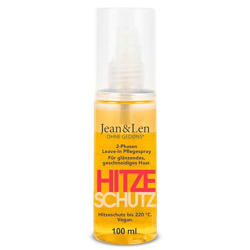 Jean & Len Hitzeschutz 2-Phasen Leave-In Spray, für jeden Haartyp, schützt das Haar vor Hitzeschäden bis 220°C, Anti-Frizz-Formulierung, Heat Protection Spray, ohne Parabene & Silikone, vegan, 100 ml
