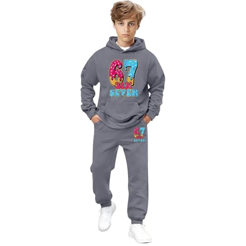 Jogginganzug Kinder Trainingsanzüge für Jungen 2 teiliges Set Kapuzenpullover und Jogginghose Set Motiv Jogginganzüge Mode Lässige Trainingsanzug Sportanzug Sportbekleidung Freizeitanzug 2-14 Jahre