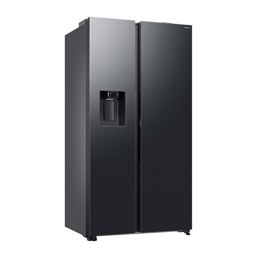 Samsung RS80F66KCFEF Side-by-Side Kühl-Gefrierkombination, AI Kühlschrank mit Gefrierfach, 178 cm, 634 l, Eis- und Wasserspender mit Festwasseranschluss, AI Voice Control & Energy Mode, Black Steel