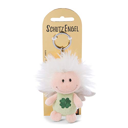 NICI Schlüsselanhänger Schutzengel mit Kleeblatt und Glitzerflügeln 7 cm – Glücksbringer Engel I Schlüsselanhänger für Schlüsselband, Schlüsselbund & Schlüsselkette – 46123, Grün