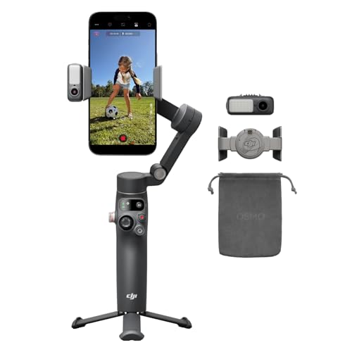 DJI Osmo Mobile 8 Gimbal-Stabilisator für Smartphones, Natives AI-Tracking mit Audio und Beleuchtung, 360°-Schwenkrotation, Verlängerungsstab & Stativ integriert, 10 Std. Akku