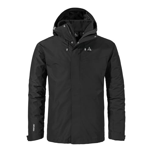Schöffel Herren 3in1 Jacket Style Okere MNS, wasserdichte, atmungsaktive Outdoorjacke mit herausnehmbarer Fleecejacke, warme 3in1 Jacke mit verstellbarer Kapuze, black, 52