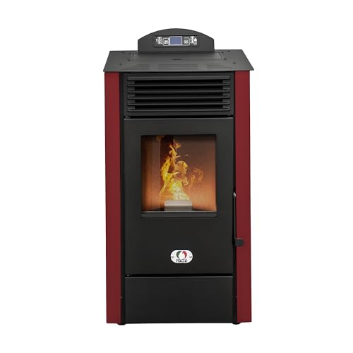 STUFE A PELLET ITALIA California 8 KW | Pelletöfen Effizienz 91% Heizt 70m² Autonomie 20 Std. Programmierbar 5 Geschwindigkeiten und Leistungsstufen Kompaktes Design 24 Monate Garantie Rot