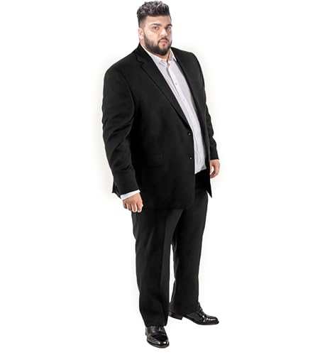 GATMSTZ Herren-Anzüge groß und hoch, 2-teiliges Blazer-Hosen-Set, Klassische Passform, Schwarz, 60