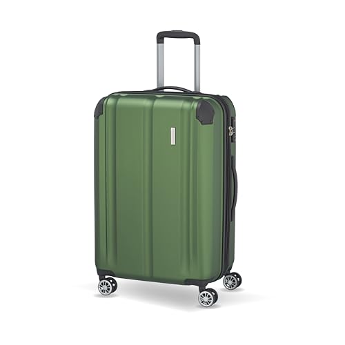 travelite Hartschalenkoffer mittelgroß, erweiterbar, 4 Rollen, CITY, Trolley mit kratzfester Oberfläche, TSA Schloss, Dehnfalte, 68 cm, 78 - 86 Liter