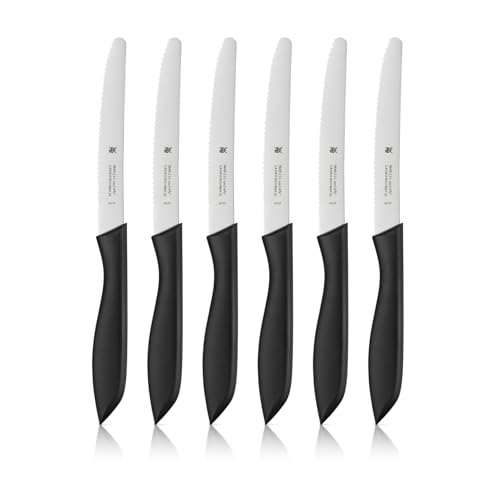 WMF Classic Line Frühstücksmesser Set 6-teilig, 23 cm, Brötchenmesser Wellenschliff, Brotzeitmesser, Spezialklingenstahl, Kunststoffgriff, schwarz