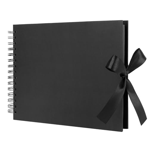 Fotoalbum zum Selbstgestalten 80 Schwarze Seiten Scrapbook A4 Fotobuch DIY Fotoalben zum Selber Gestalten Kraftpapier Photo Album für Fotos Baby Valentinstag Geburtstag Jahrestag