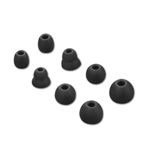 4 Paar Ersatz Ohrstöpsel für Beats Powerbeats Pro/Powerbeats 3/Powerbeats 4, 4 Größen Silikon Ohrstöpsel für 4mm In-Ear Kopfhörer (Schwarz)