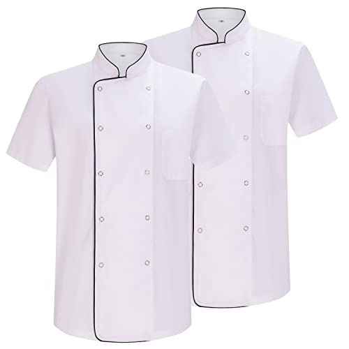 MISEMIYA - Pack 2 Einheiten -KOCHJACKEN HERR MIT REFORMIERTER KNOPF - Ref.8421B - 3XL, Kochjacke 6821B - Weiß