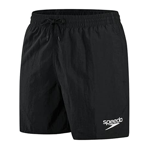 Speedo Herren-Badehose, 40,6 cm, schnell trocknend, bequeme Passform, klassischer Stil, Kordelzug in der Taille, Schwarz/Weiß, XL