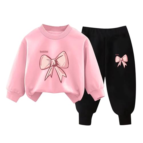 XINYUNZU Mädchen Jogginganzug Sweatshirt und Jogginghose Set Kinder Kleidung Set Fleece Sportanzug 2 Teiler Outfit Kuschel Klamotten Thermo Bekleidungssets Rosa 3 Jahre