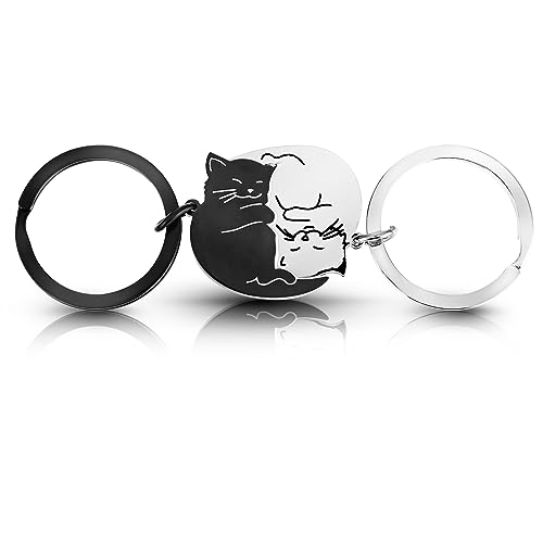 Ouligay Partner Katzen Schlüsselanhänger Katze Paare Pärchen Paar Geschenke für Partnerin Beste Freundin Geburtstag Jahrestag Geschenk für Sie Ihn Frauen Liebesgeschenke Freund Geburtstagsgeschenk
