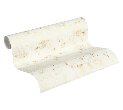 A.S. Création Vliestapete Used Look Tapete in Vintage Optik 10,05 m x 0,53 m weiß goldfarben Made in Germany 230775 2307-75