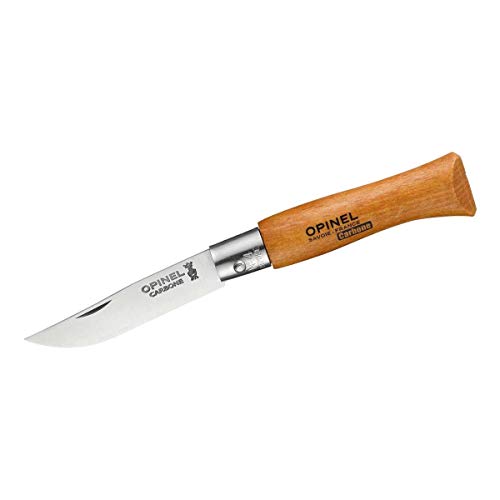 Opinel Carbon Erwachsene Messer-Größe 4-Nicht rostfrei, Natur, N° 4