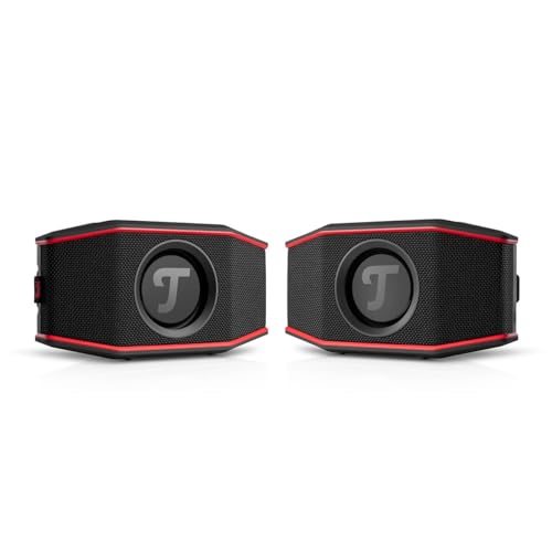 Teufel ROCKSTER GO 2 Stereo Set Bluetooth Speaker - Tragbarer Lautsprecher für draußen, mit Langer Akkulaufzeit (28 h), Wasserdicht IP67, Wireless Musikstreaming, USB Soundcard, Outdoor -schwarz/rot