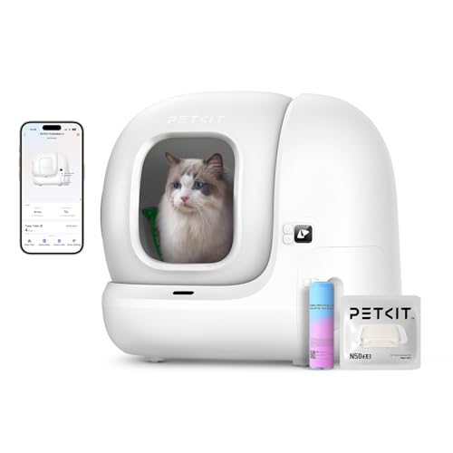 PETKIT Pura Max 2 Selbstreinigende Katzentoilette, 76L Katzenklo Selbstreinigend,xSecure,Geruchsbeseitigung,App-Steuerung,Große Fassungsvermögen,für Mehrere Katzen(Deo und Sandkissen Frei, mit N50)