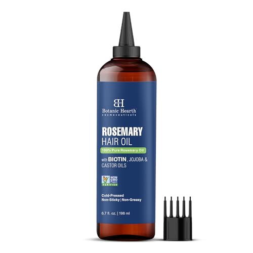 Botanic Hearth 100% reines Rosmarinöl haare (Rosemary oil for hair growth), angereichert mit Biotin | Haarstärkende Behandlung | Mit Jojobaöl und Rizinusöl | 6,7 fl oz