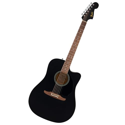 Fender California Debut Redondo Dreadnought mit Cutaway CE-Akustikgitarre, Fichtendecke, schwarzem Schlagbrett, Black