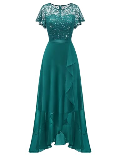 Berylove Cocktailkleid Damen Elegant Grünes Paillettenkleid Brautjungfernkleider Abiballkleider Kleid Für Hochzeit Als Gast RBLP7051XP PeacockGreen
