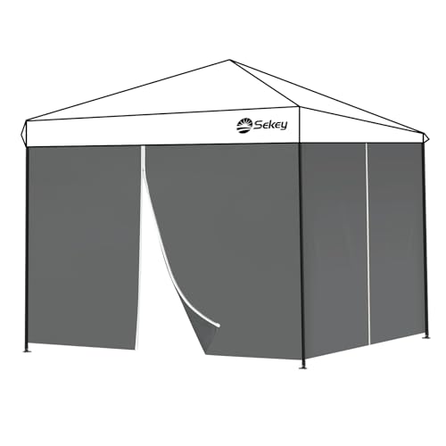 Sekey 2PCS Seitenwände für Pavillon 3x3 Wasserdicht Winterfest, Seitenwände für Pavillon Partyzelt Gartenzelt 3x3m, 1 Fenster 1 Tür, (Grau, 2 Türen)