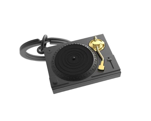 O meta[l]morphose Schlüsselanhänger Drehscheibe aus Vinyl, Schwarz, Gold., one size, Einzigartig, Vintage