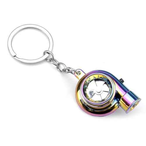 VOSSOT Elektro Turbolader Schlüsselanhänger mit Sound & Licht, Chrom Turbo Schlüsselanhänger, Drehendem Verdichterrad Turbolader Keychain, Coole Geburtstagsgeschenk