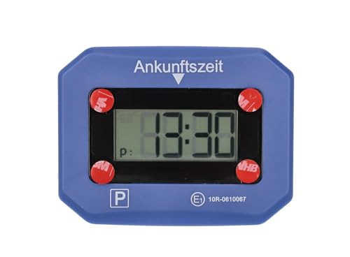 cartrend Digitale Parkuhr fürs Auto, elektronische Parkscheibe mit KBA-Zulassung, automatische Ankunftszeit, mit Display, zuverlässig, inklusive Batterie und 3M Klebepads