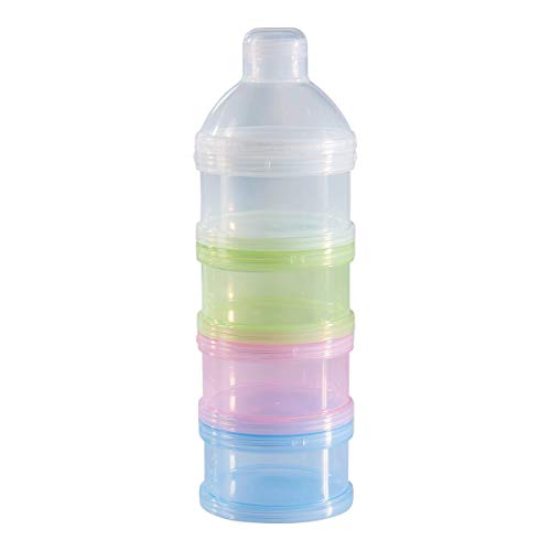 baby-walz Milchpulver-Portionierer - 4 einzeln verschließbare Dosen - jeweils 10 Messlöffel Fassungsvermögen - 1 Tülle - gefrierfach- und spülmaschinengeeignet