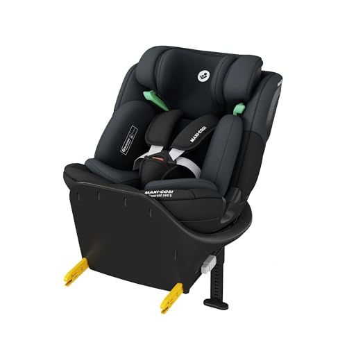 Maxi-Cosi Emerald 360 S i-Size, Autositz 360 Grad drehbar, 0–12 Jahre (40–150 cm), Auto Kindersitz, Baby Autositz, FlexiSpin-Drehung, 4 Liegepositionen, G-CELL Seitenaufprallschutz, Tonal Black
