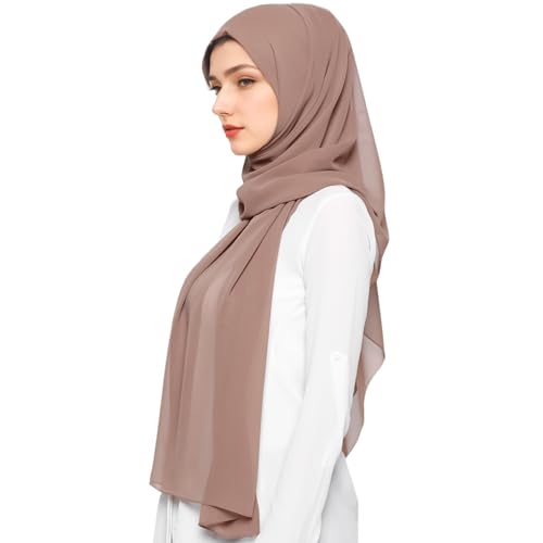 Letcdfer Hijab Kopftuch für Muslimische Frauen - Weicher Chiffon Schal Turban Islamischer Schal (Nackt Rosa)