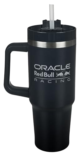 Undercover - Oracle Red Bull Racing Isolierbecher mit Strohhalm - 880ml Fassungsvermögen - Edelstahl Trinkbecher mit Handgriff - BPA frei